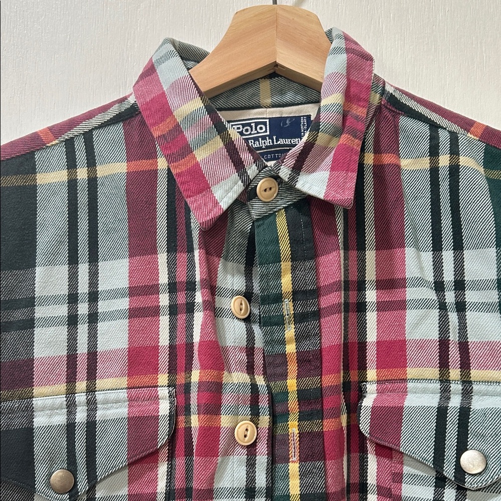 POLO RALH LAUREN MENS FLANNEL  BUTTON DOWN SHIRT PLAID Sz LG - Picture 6 of 14